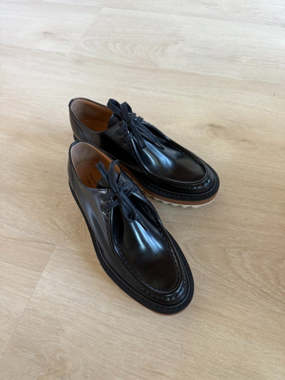 ⚡️Dries Van Noten Platform Lace-Up Patent Leather Wally Shoes in Black sz 38